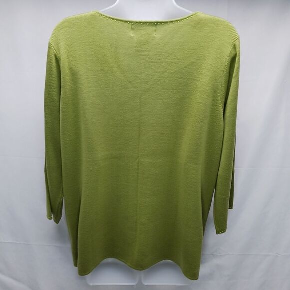Requirements Beaded Acrylic V-Neck Pullover Sweater Lightweight Womans 1X. Green - Picture 8 of 15